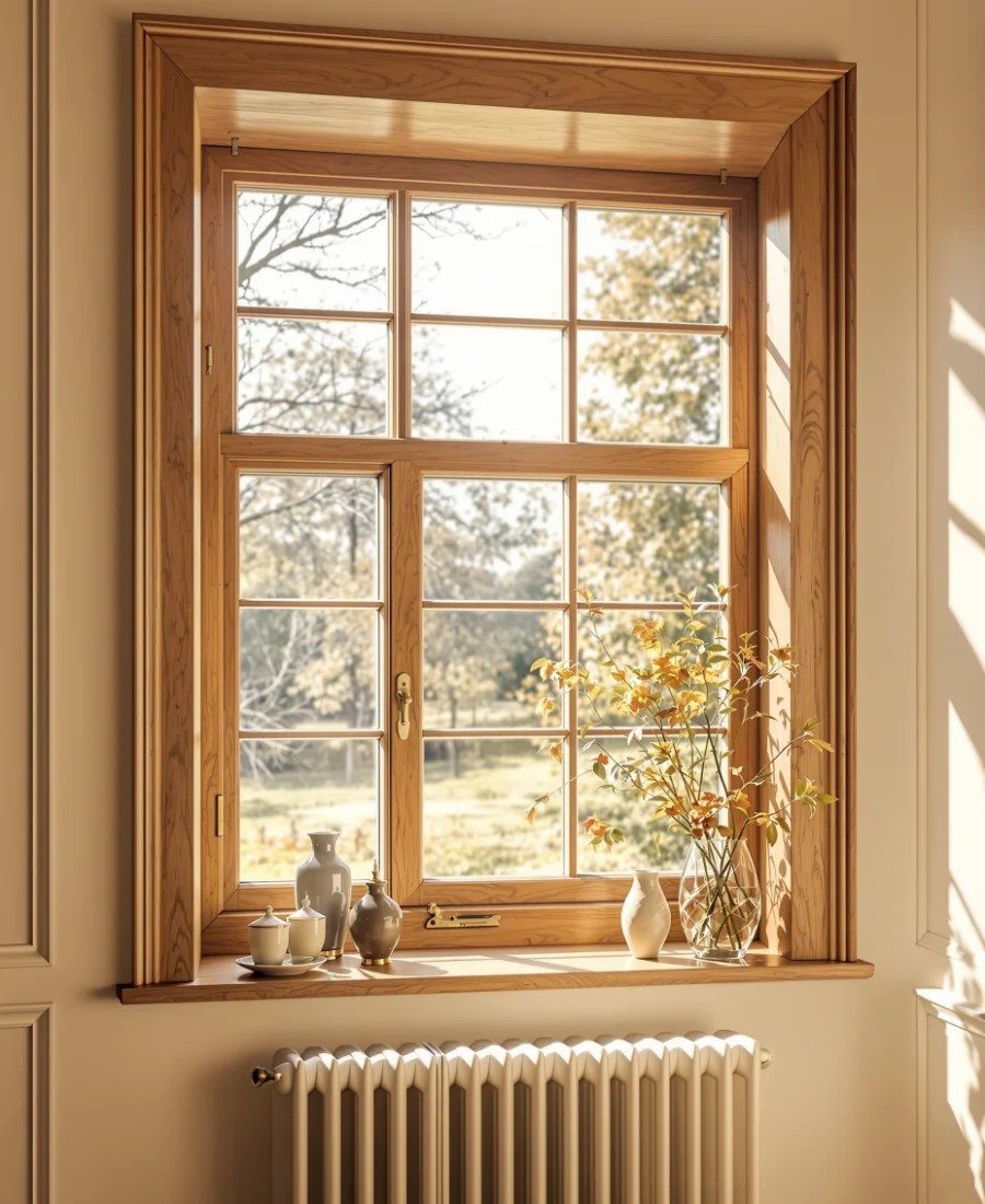 Châssis bois chaleureux à Nivelles - Grain visible, intérieur classique
