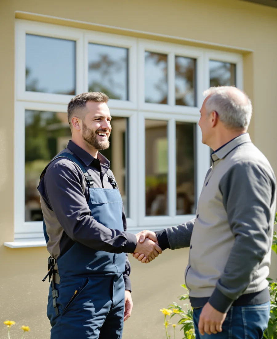 Déplacement gratuit - Châssis Nivelles en Brabant wallon Artisan Châssis Nivelles avec un client dans le Brabant wallon